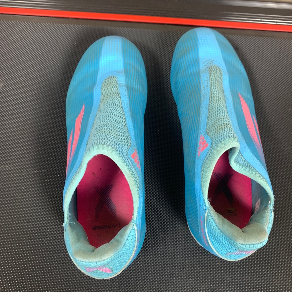 Adidas X Speedflow.3 Soccer Cleats Kids 3 Blue Pink Laceless GW7497 Firm Ground - Picture 5 of 8